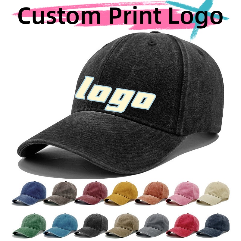 Hat Snapback Cap - Logotipo impresso personalizado vintage angustiado lavado