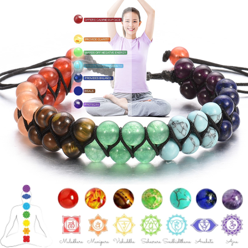 Men Accessories India - Dupla camada 7 chakra pulseiras para