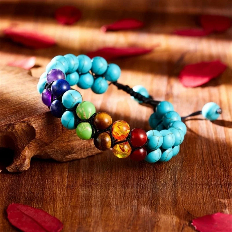 Dupla camada 7 chakra pulseira - Men Accessories India avaliação e preço