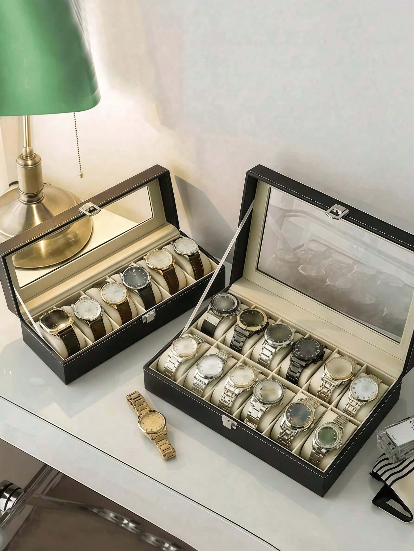 Caixa de Relógio de Couro com  - Men'S Accessories Rack avaliação e preço